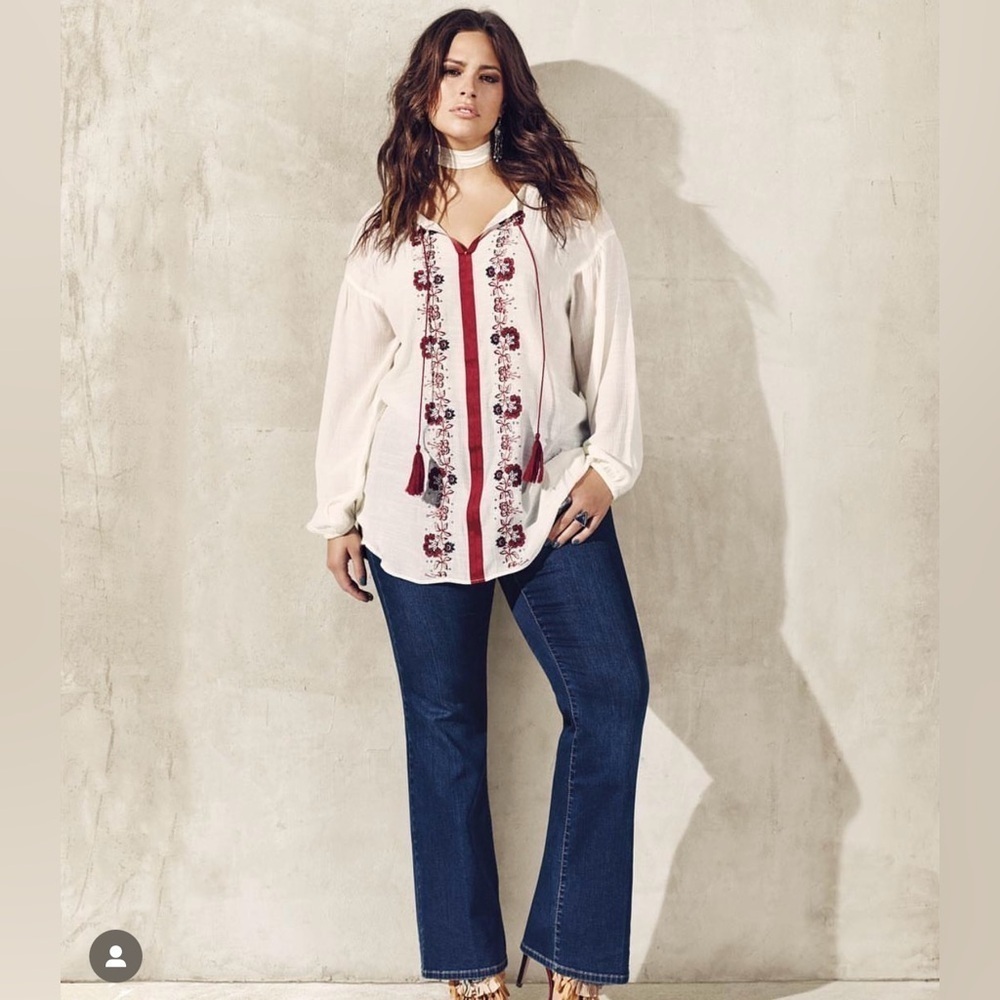 Addition Elle Love & Legend Floral Embroidered Off White Cream Blouse Size 20